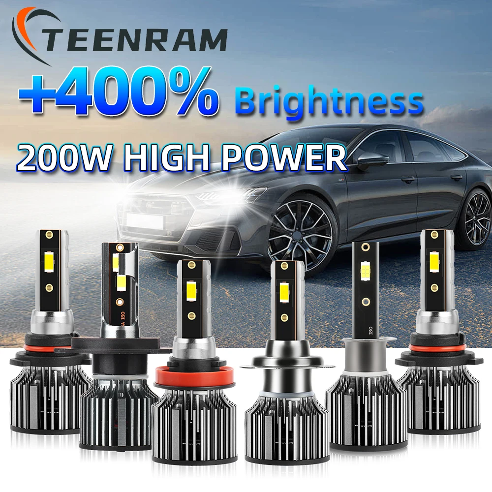 

2PCS H7 LED Headlight Bulbs 200W High/Low Beam H4 DC12-24V Auto Lamps H1 H11 9005/HB3 9006/HB4 Canbus LED Car Headlamps