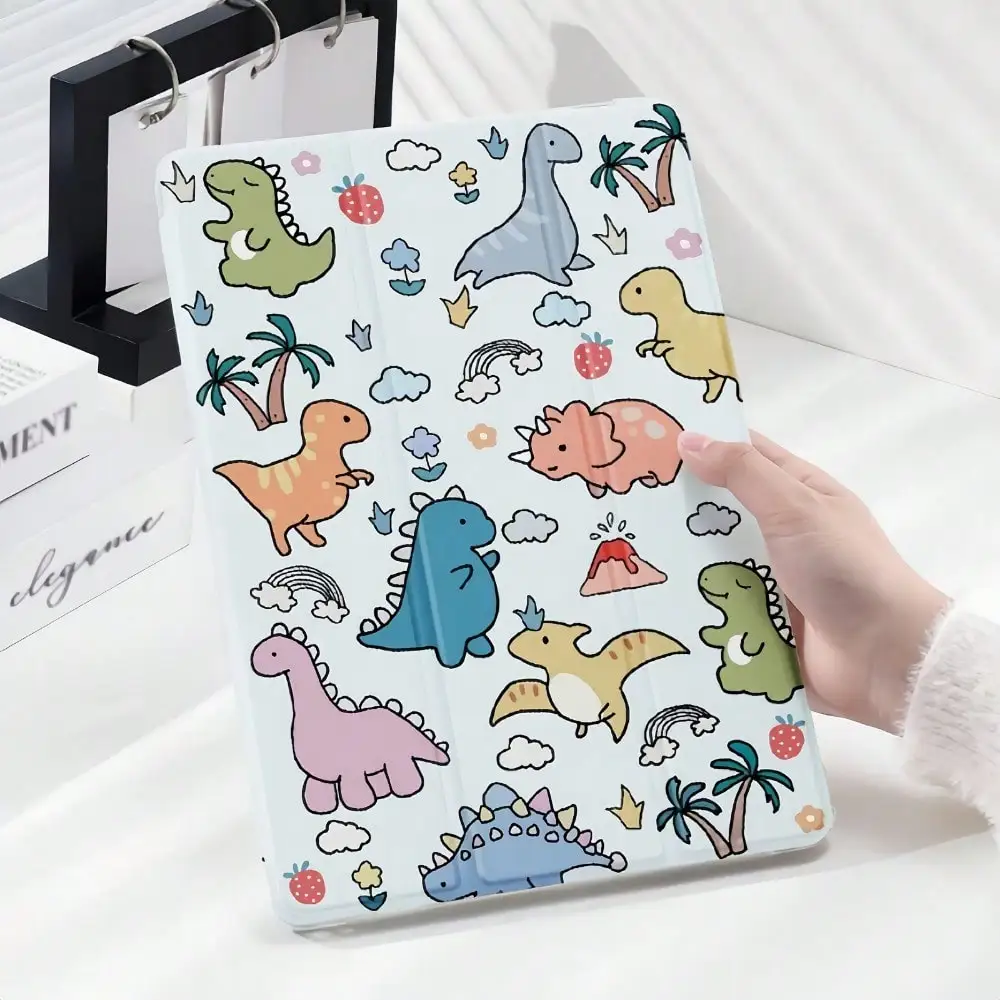 Cartoon Dinosaur Pattern, TPU Folding Protective Case, Suitable for IPad Pro/Air/Mini (multiple Sizes), Sleep/wake Function.