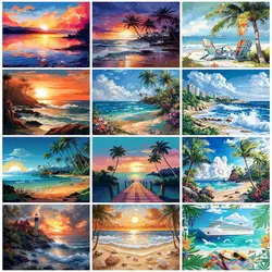 RUOPOTY-Paint By Number Adult Kit seascape Picture Drawing Handwork Canvas Wall Art Home Decoration Coloring By Numbers Wall Art