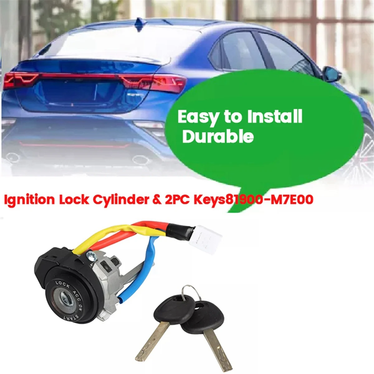 Car Door Ignition Switch Lock Cylinder with 2 Key 81900-M7E00 for Kia Seltos Soul Forte 2019-2023 81991-35240