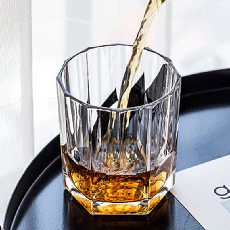 

TOPLIVING 4pcs Set 10.8oz 315ml European Style Thick Bottom Foreign Wine Glass Creative Whiskey Cup Party Bar Drinkware Transpar