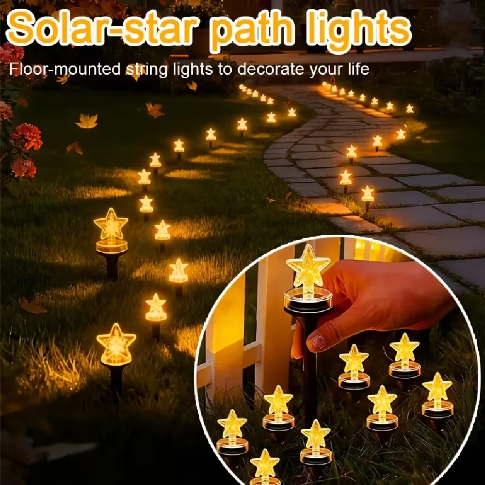 

Уличные солнечные садовые светильники 30 LED в форме звезд, подходят для садовых дорожек, газонов, кемпинга, вечеринок, декораций
