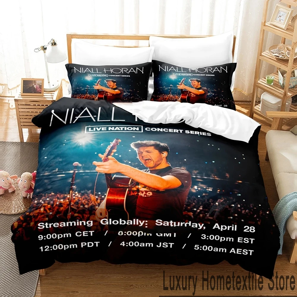 Imagem -02 - Conjunto de Cama para Meninos e Meninas Impressão 3d Capa de Edredão Fronha Tecido Caseiro Casal Queen e King Size Cama de Adulto Niall Horan