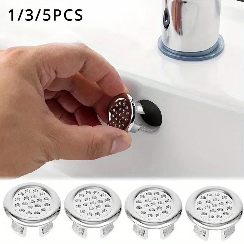 

Plastic Bathroom Kitchen Basin Sink, Overflow Cover Ring Insert Replacement, Chrome Hole Round Drain Cap, Basin Accessory