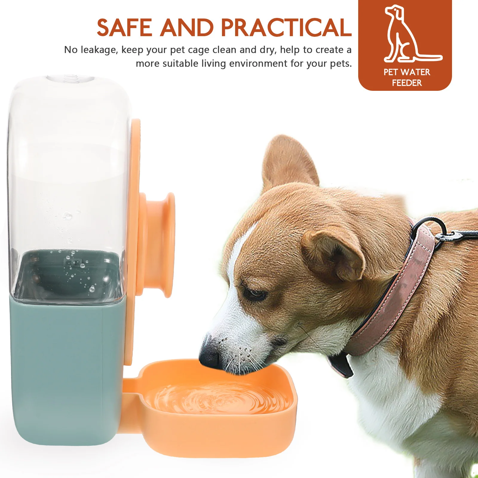 

Automatic Pet Feeder Cage Mount Easy Install Dog Cat Rabbit No Leakage Durable PP Material Convenient Feeding Accessory