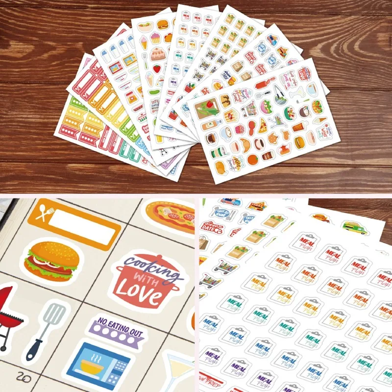 ملصقات تخطيط الطعام، ملصقات تزيين القرطاسية، كتاب الطعام اليومي والتسوق للمخططات، مجلة التقويمات #5