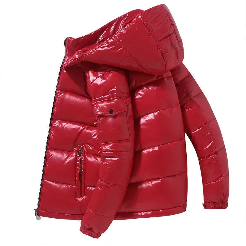 New Winter Men Shiny Puffer Parker Coat Hooded Casual White Duck Down Jacket High Quality Male Outdoor Windproof Warm Jackets