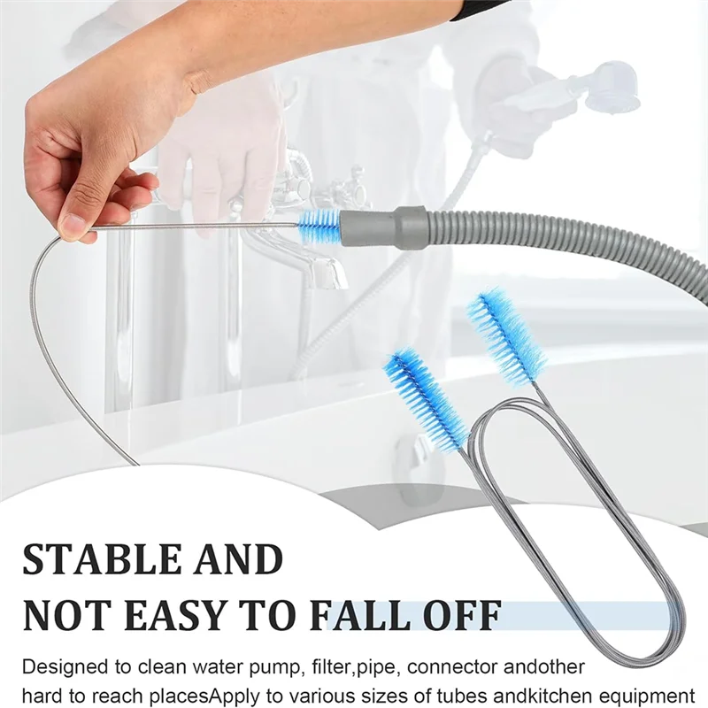 FAAJ-11 Pcs 유연한 배수 브러시 Strawcleaner 브러시 세트 스테인레스 스틸 양면 호스 브러시 Strawcleaning Brush