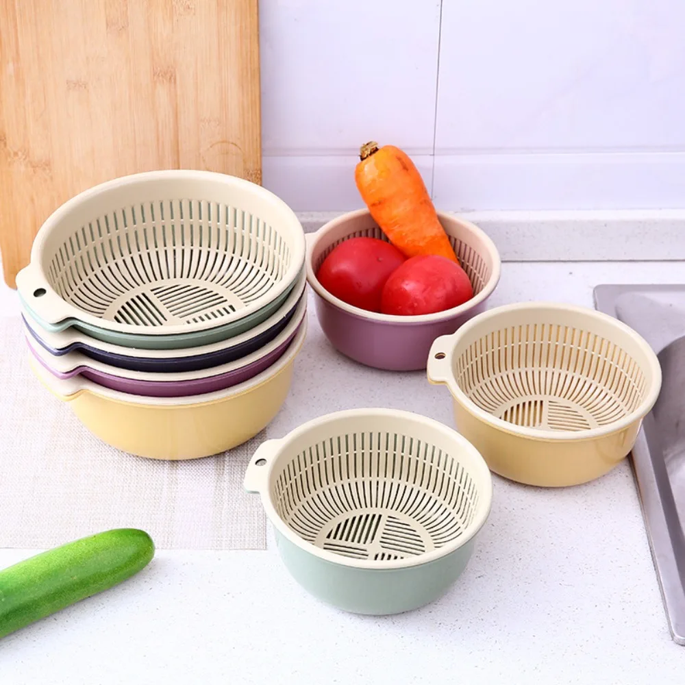 2in1 Kitchen Drain Basket Storage Basket Multifunctional Wash & Drainer Basket Storage Fresh Vegetable Double Layer Drain Basket