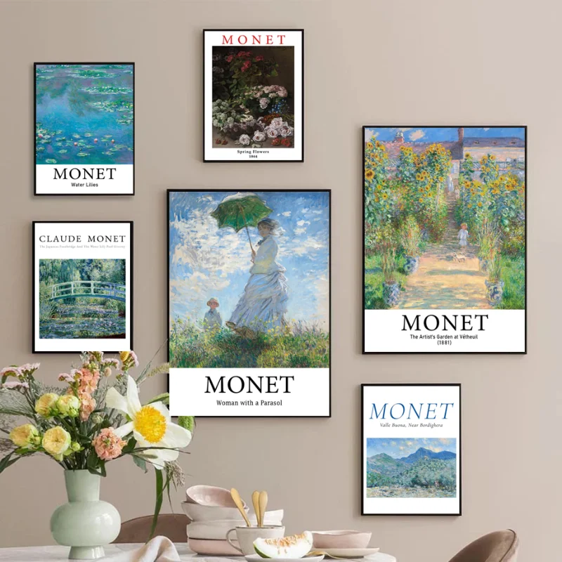 

Modern Minimalist Retro Landscape Monet Canvas Painting Prints Wall Art Posters Nordic Picture for Living Room Home Decor