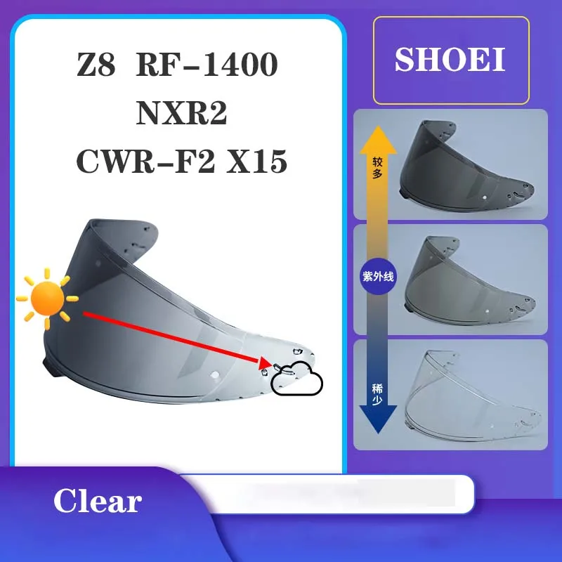 Photochromic Visor for SHOEI Z8 RF1400 RF-1400 NXR2 CWR-F2 CWR-F2R X15  X-Fifteen X-SPR Pro Autochromic Lenses Helmet Shield image 6