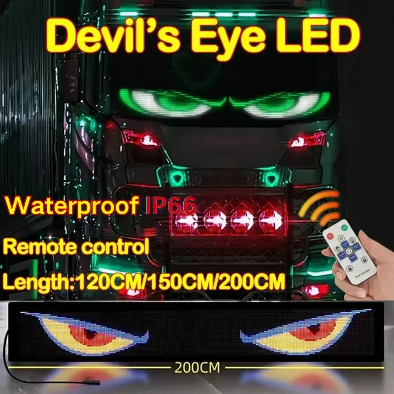 Truck Devil Eye LED Matrix Pixel Panel Soft Foldable Lighting Graffiti Scrolling Stick up Text Board Windshield Accessories