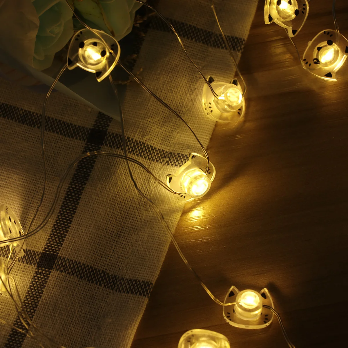 20 المصابيح الأسلاك النحاسية القط سلسلة أضواء بالطاقة الجنية ضوء للحزب غرفة نوم الزفاف الديكور سلسلة أضواء #4