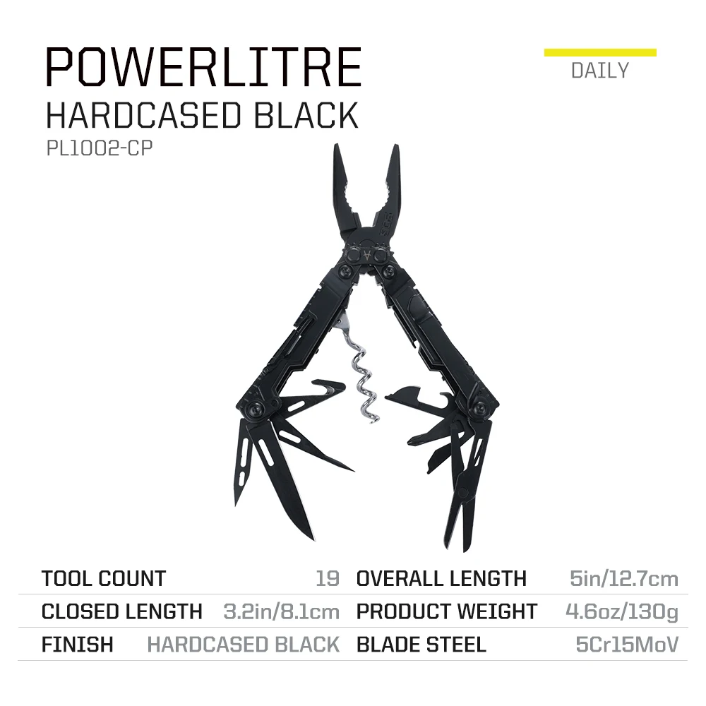 SOG PowerLitre Multiutensile 19 in 1 con pinza pieghevole, mini utensili manuali tascabili, attrezzatura di sopravvivenza EDC compatta per il campeggio all'aperto