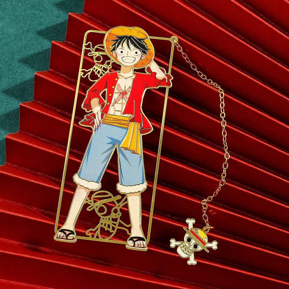 One Piece Metal Anime Bookmarks Luffy Shanks Anime Fans Book Charms Collectible Anime Merch School Supplies