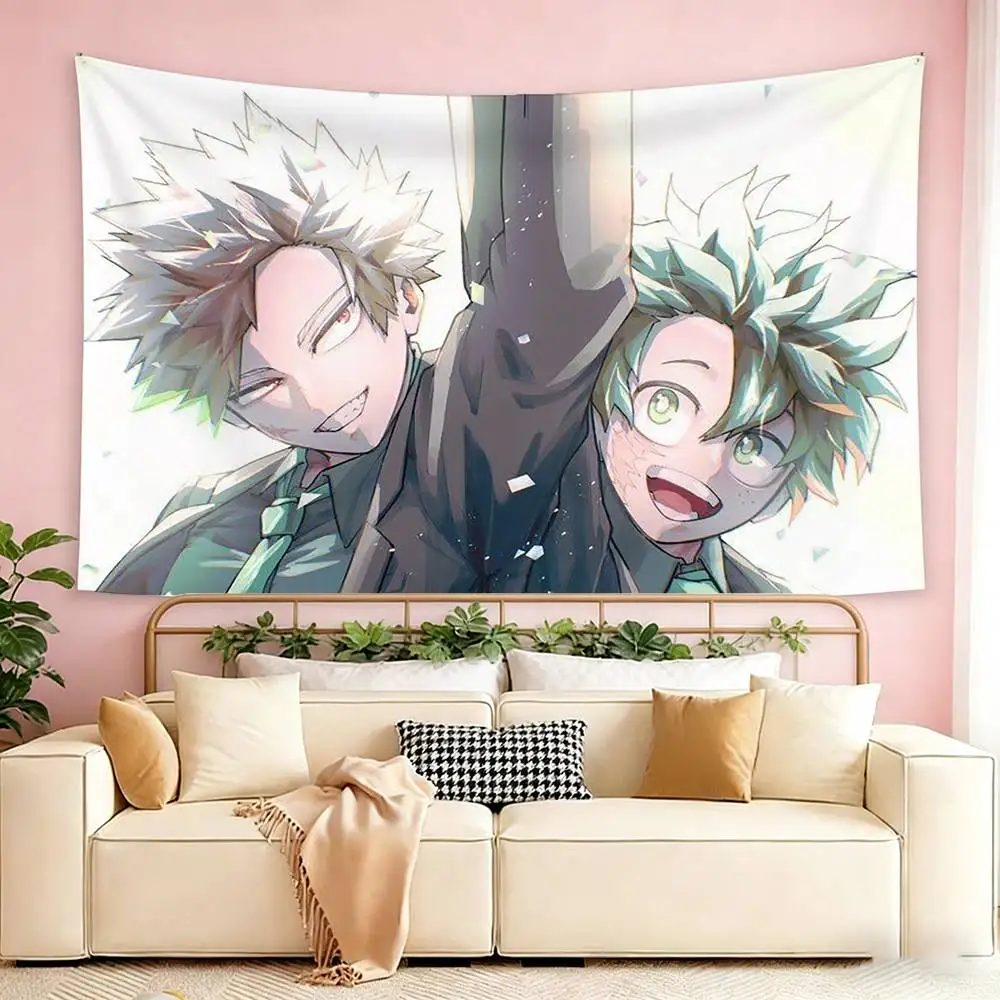 Anime BakuDeku Fanart Cute   Flags Wall Hanging Tapestry Outdoor Garage Room Decorative flag Background Blanket