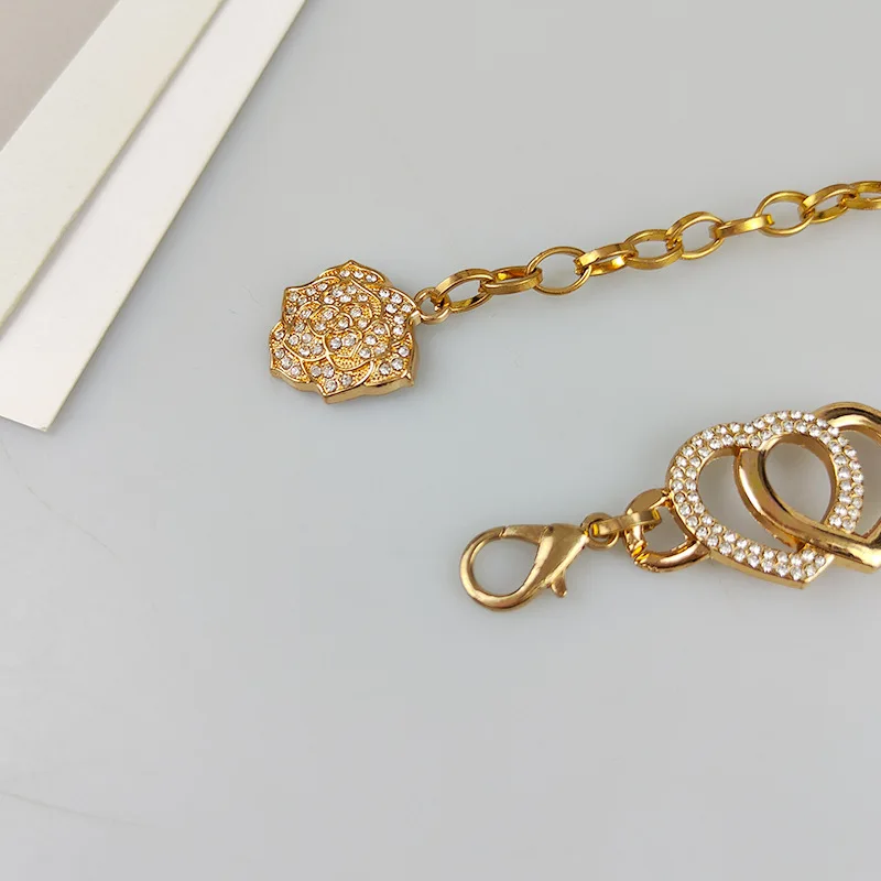 Fashion Metal Heart Shaped Waist Chain Women's Simple Versatile Rhinestones