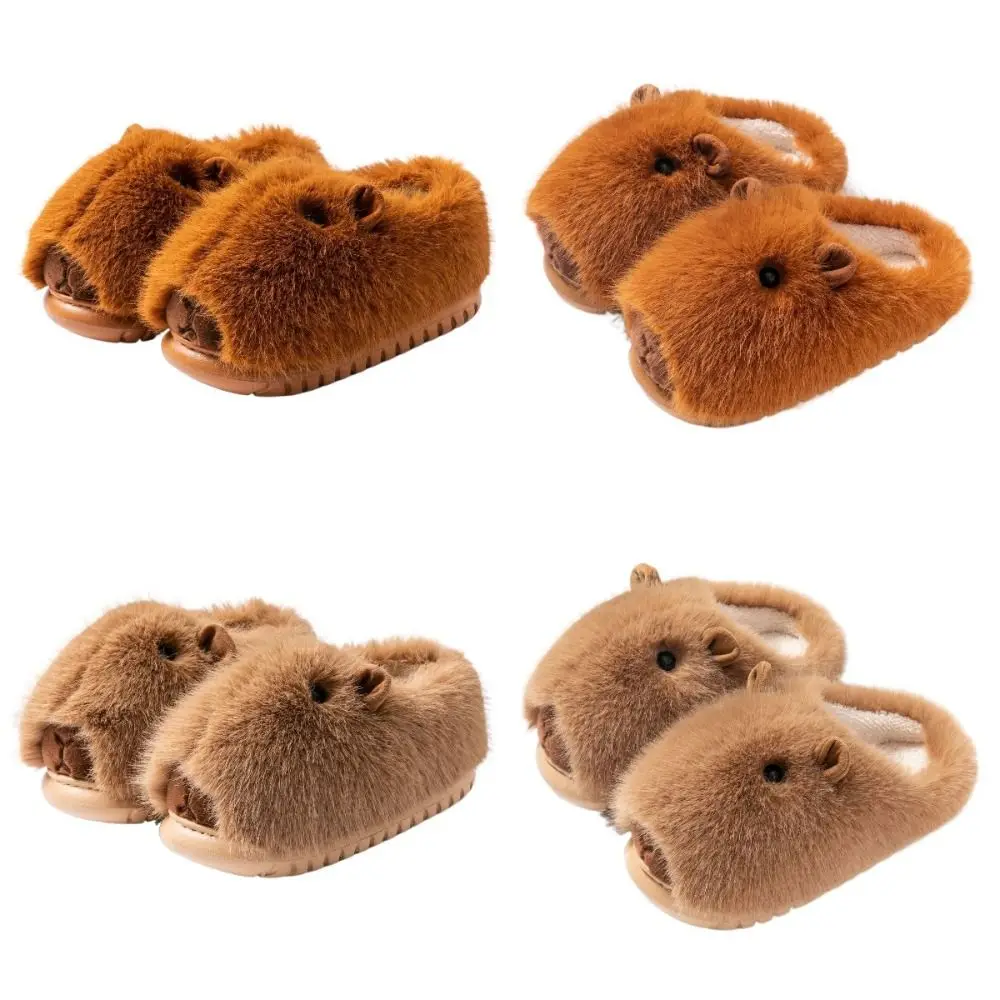 Modne, wygodne pluszowe kapibary kapcie antypoślizgowe zimowe zakryte palce kawaii ciche kapcie dla par do domu