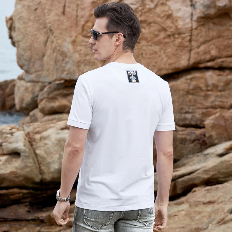 New Men's T Shirt Round Neck Bruce Shark Men Summer Clothes Loose Fashion Causal Men's Tees 100%Cotton big size 4XL