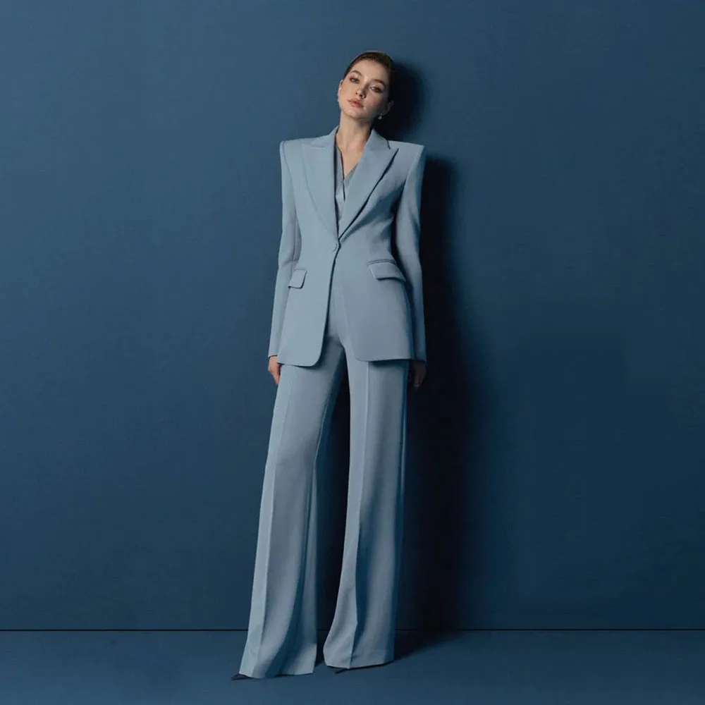 أطقم بدلات نسائية أنيقة بزر واحد سترة ضيقة بنطلون قطعتين طقم نسائي ذكي رسمي مكتب مأدبة ملابس نسائية #2