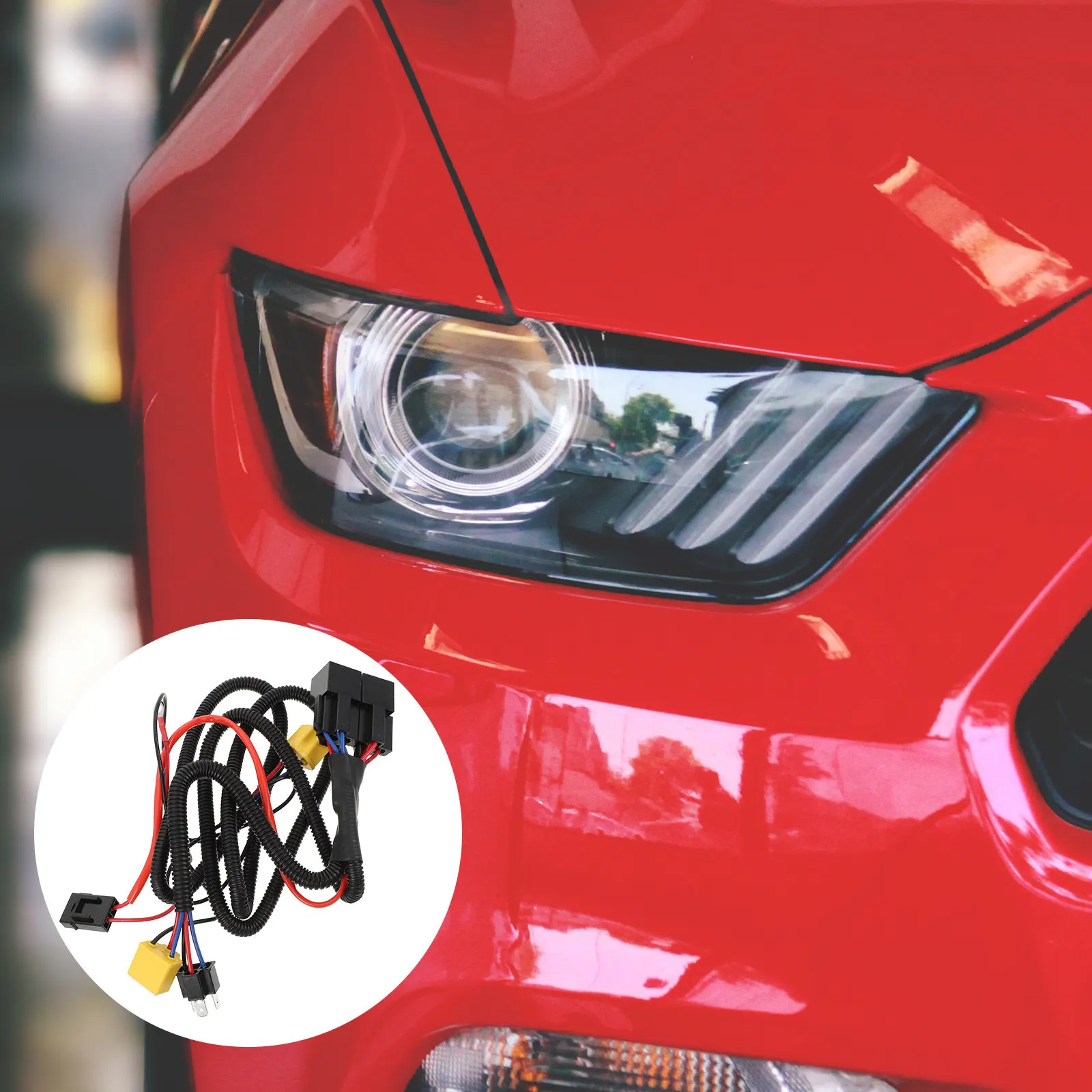 H4 9003 Headlamp Wiring Harness Booster Kit High Performance Flame Retardant Thick Gauge Wire for Car Headlight Brightness