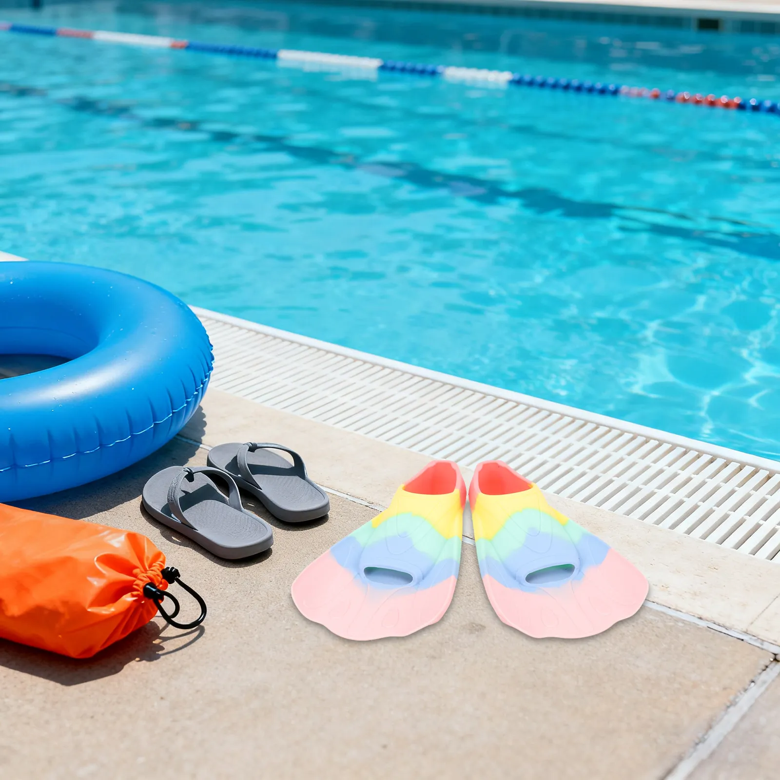 1Pair Vibrant -Adjust Compact Lightweight Portable Snorkeling Swimming Fins for Open Heel