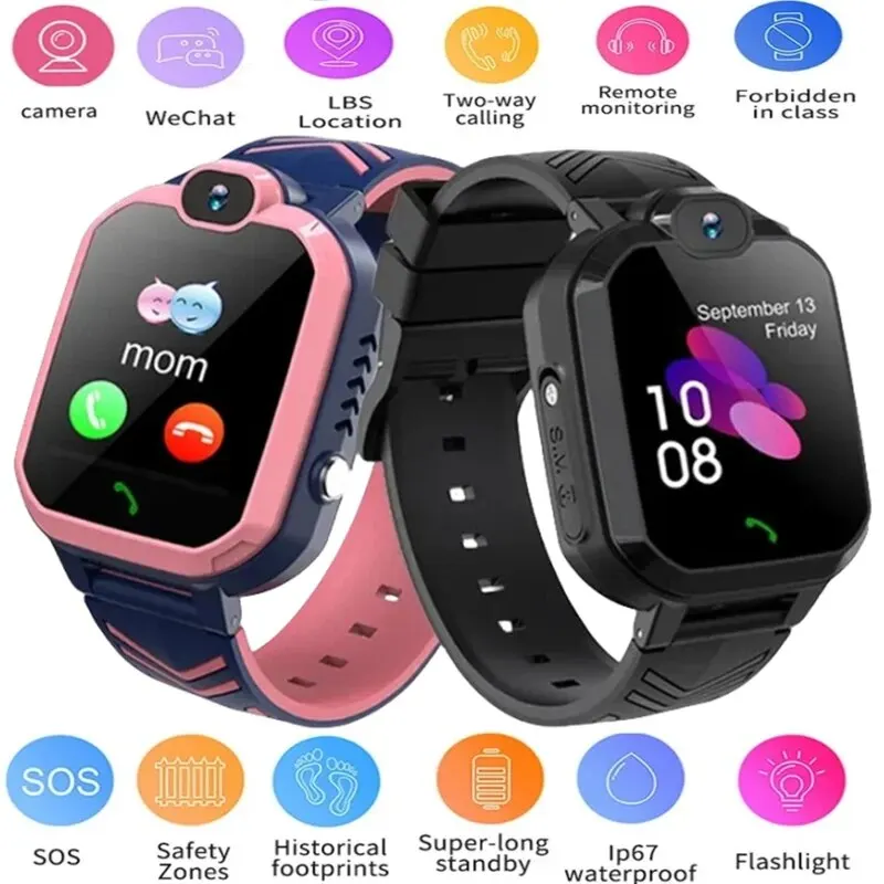 Kids Smart Watch Cute Sport Touch Screen Smartwatch For Children SOS GPS Call LBS Tracker Location Sim Card Camera Voice Chat R7