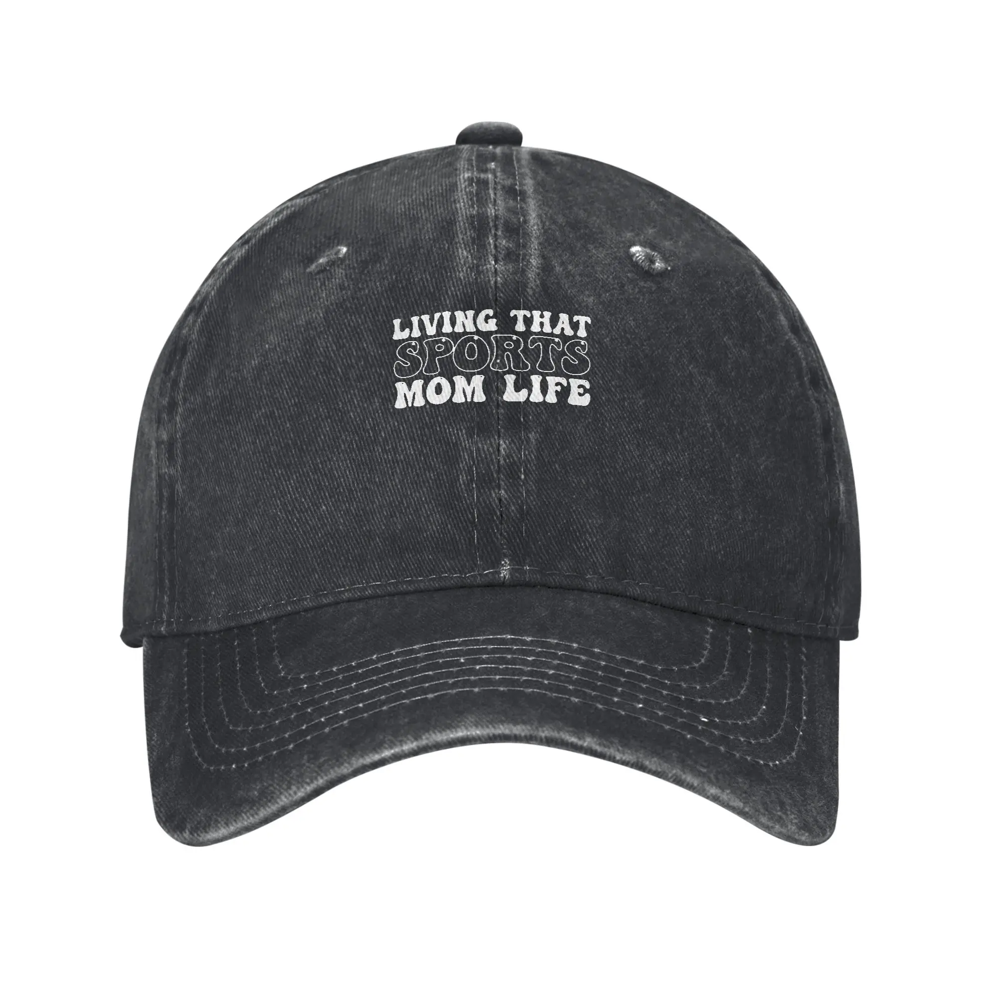 Fashion Retro Groovy Sports Mom Life Sideline Design baseball cap  Vintage Distressed Hats