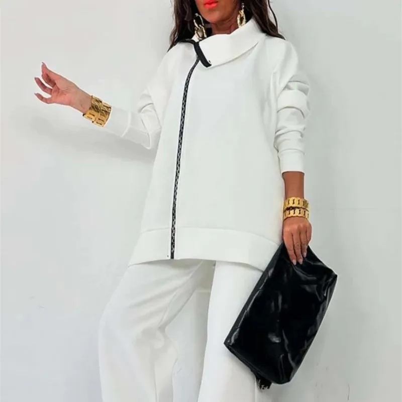 Women\'s Tracksuit 2 Piece Set zipper turtleneck Hoodie jacket Pants Sets Autumn Winter Casual Sports Suit костюм женский 2024