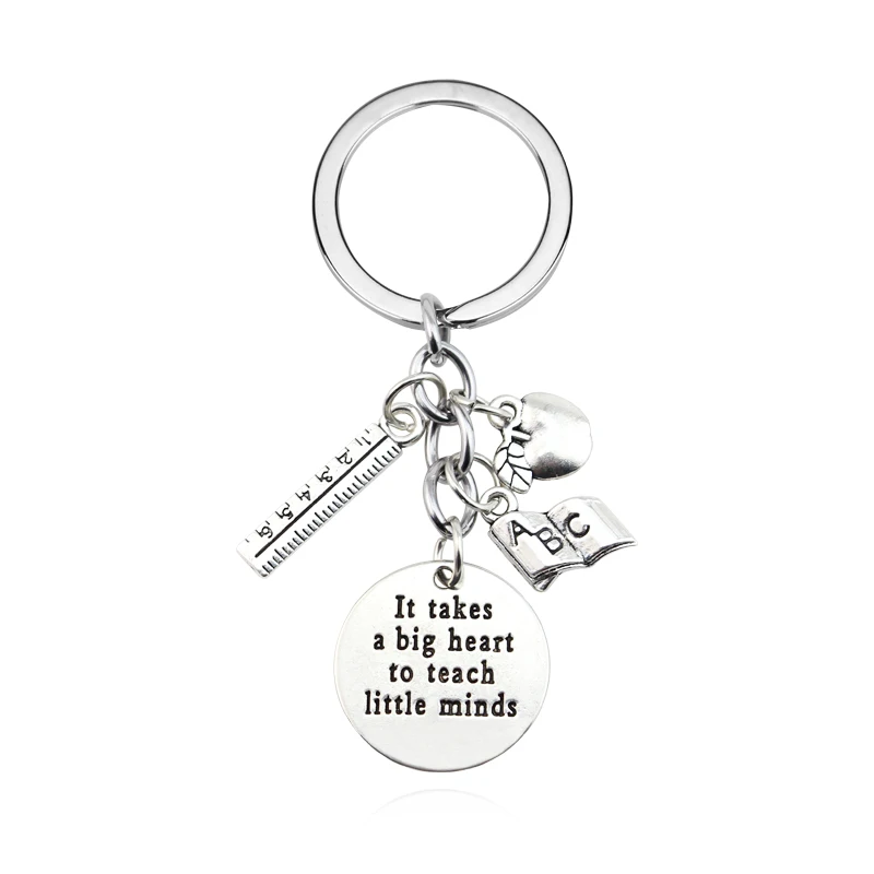 1Pc Teacher Keychains It Takes A Big Heart To teach little minds Keyring Key Ring Jewelry For Teachers Day Gift