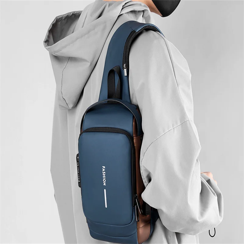 Trendy Design Men Chest Bag Anti-theft Password Lock Shoulder Bags Large Capacity Multifunction Travel Messenger Bags