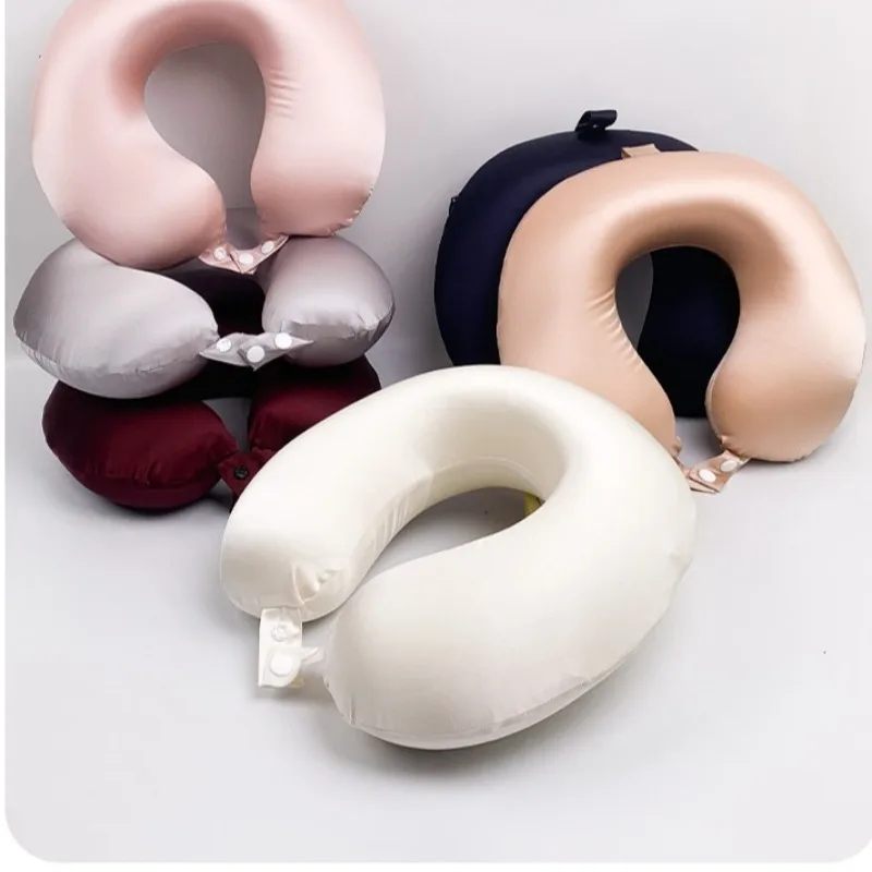 100% Pure Mulberry Silk neck support U-shaped cervical pillow student nap pillow neck memory foam travel portable
