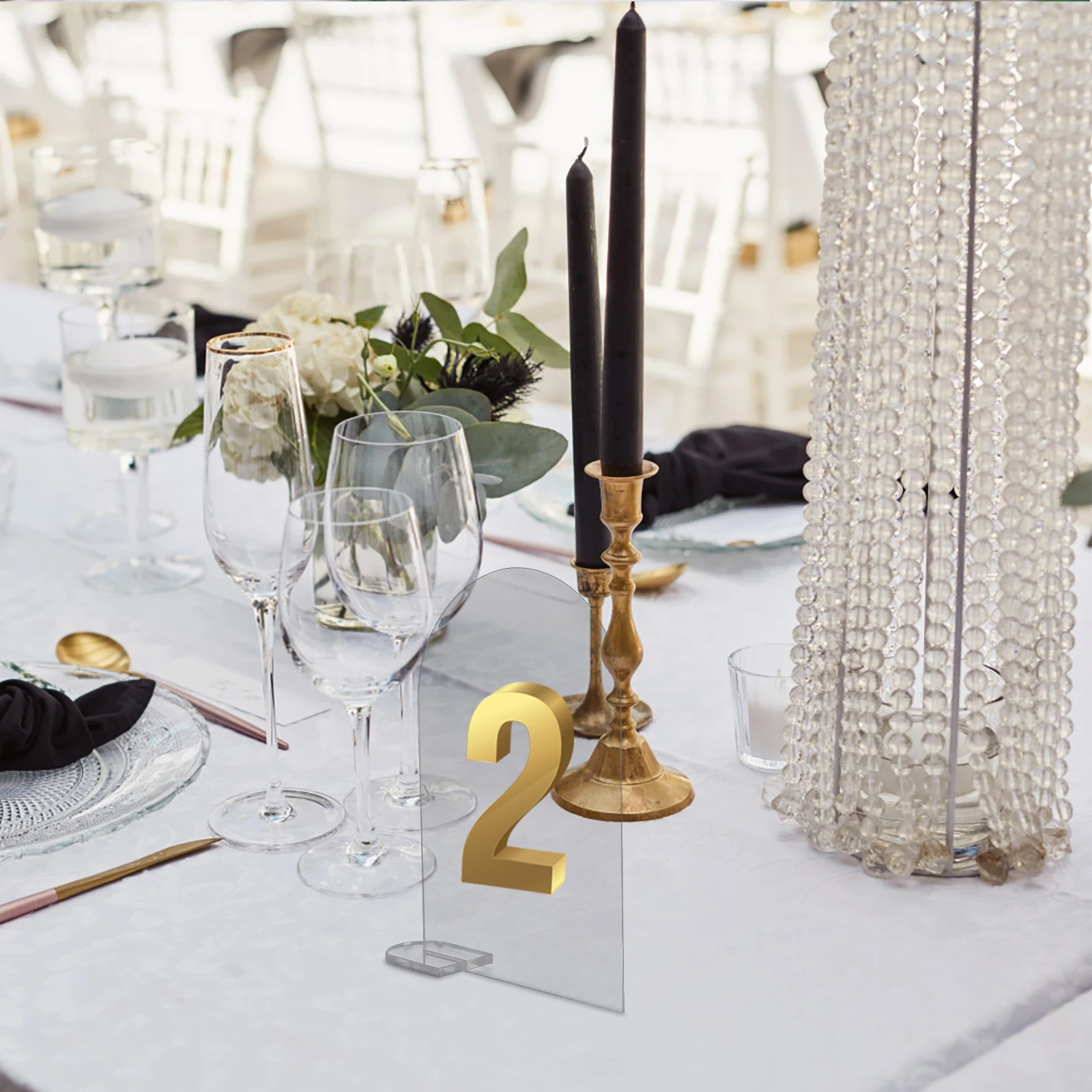 

5 set Acrylic Blank Place Cards Semicircle Table Number Setting Cards Holder for Wedding Party Supplies DIY Labels