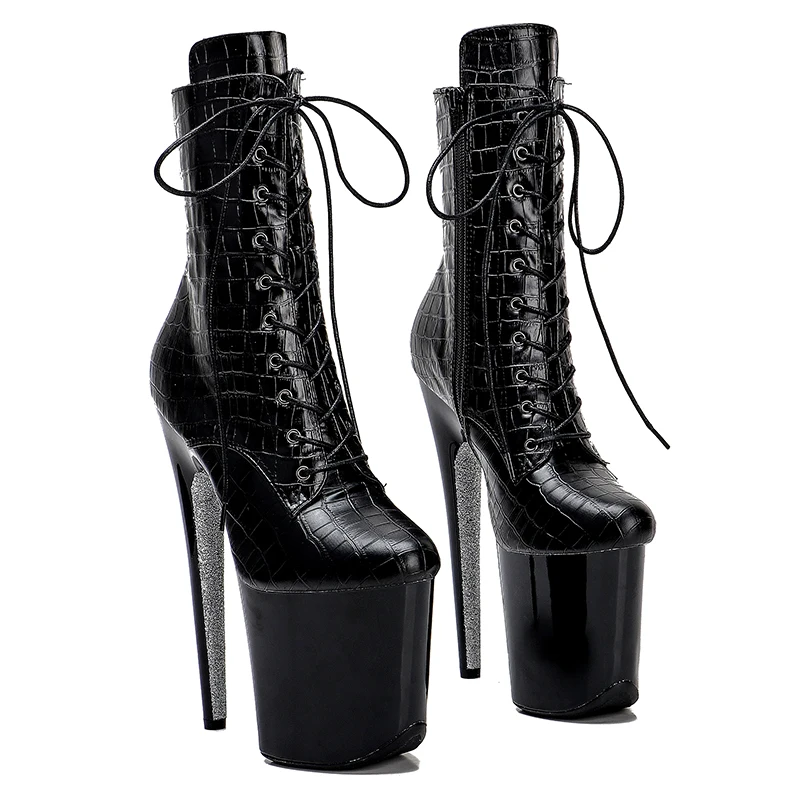 Leecabe 20CM/8inches  PU fashion glitter  High Heel platform stripper heel party Pole Dance boots