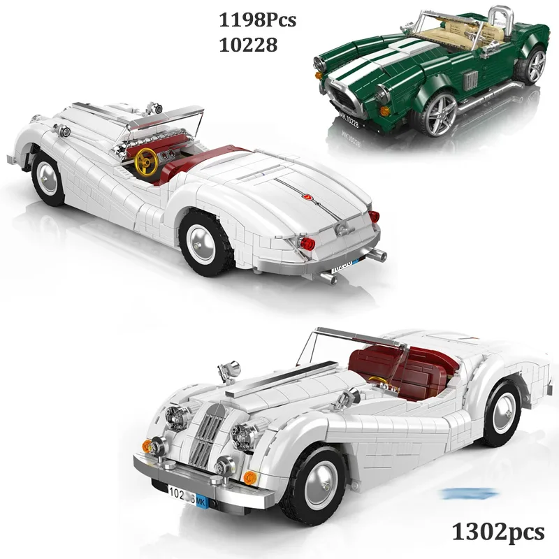 Clássico conversível modelo de carro esportivo bloco de construção meninos montagem veículo conversível colecionável diy moc pequenas tijolos brinquedo presentes