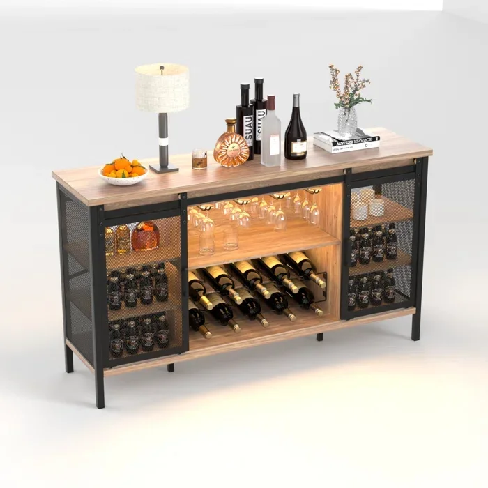 

European Modern Style Living Room Wall Mounted Supermarket Bar Custom Storage Wine Cabinet Display Rack