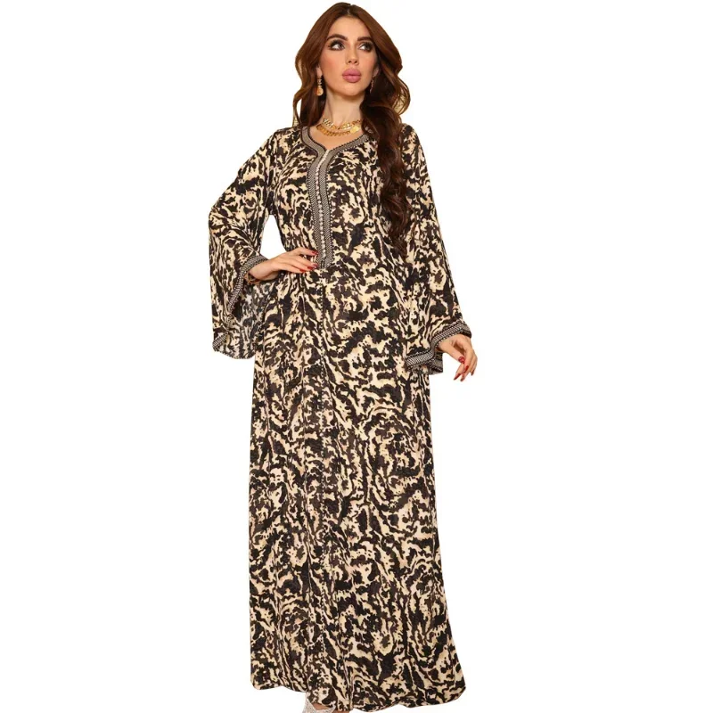 Été Arabe Abaya Robe Musulmane Floral Femmes S-XXL Code