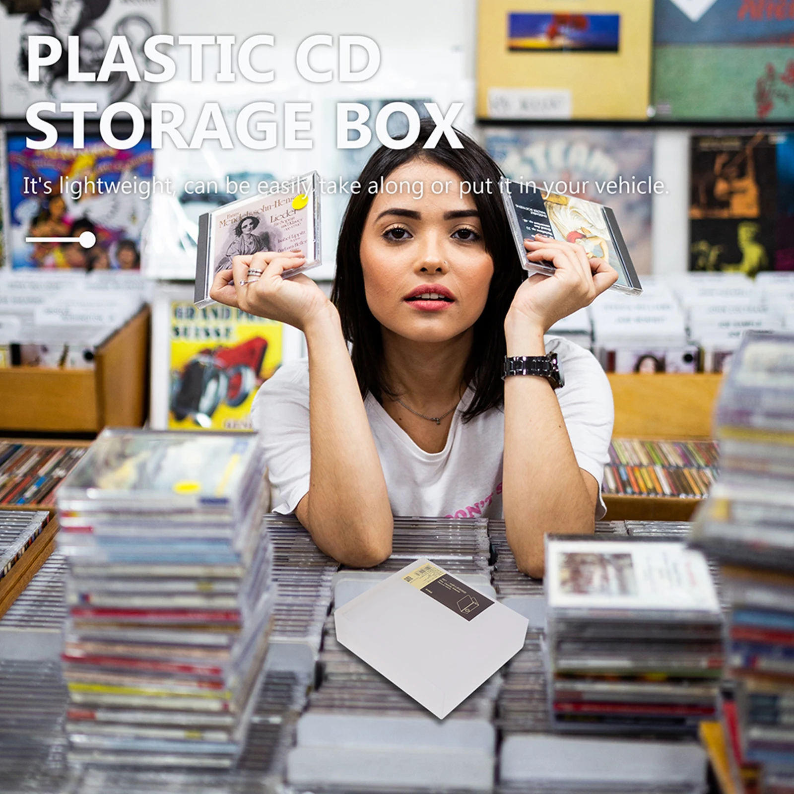 2pcs 24 Slots Cd Storage Box Non-Woven Lined Scratch Resistant Stackable Replaceable Label Ps Plastic Cd Case For Home