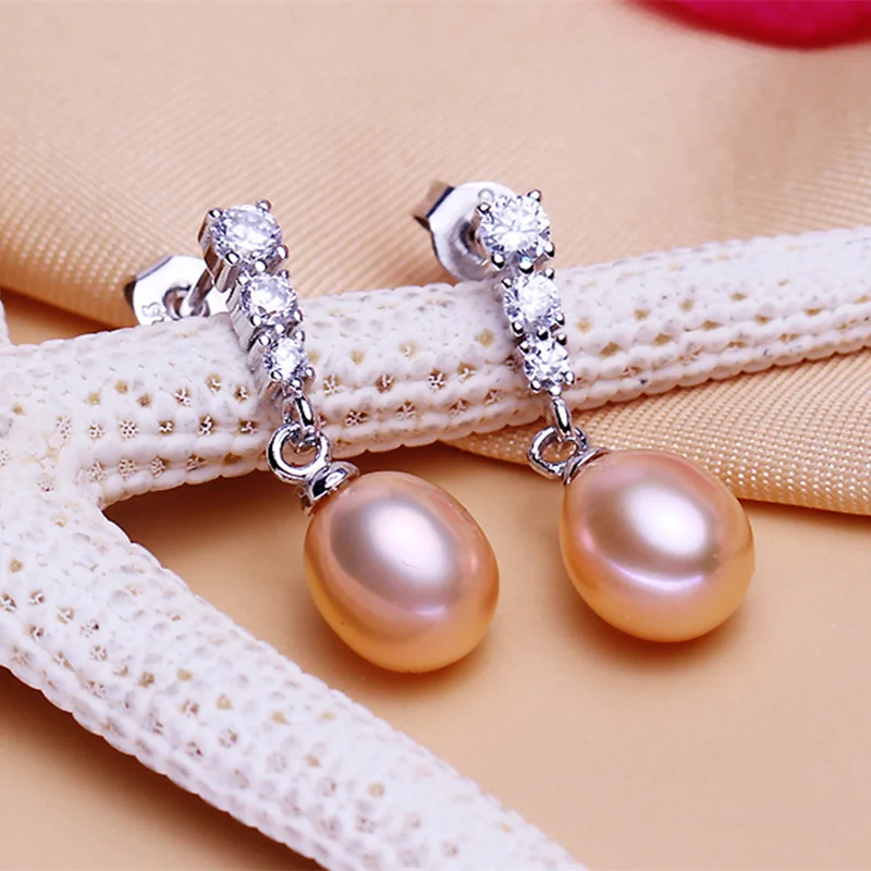 Fashion S925 Sterling Silver Pearl Earrings For Women Real Freshwater Pearl New Movie Stars Style Jewelry Free Shipping