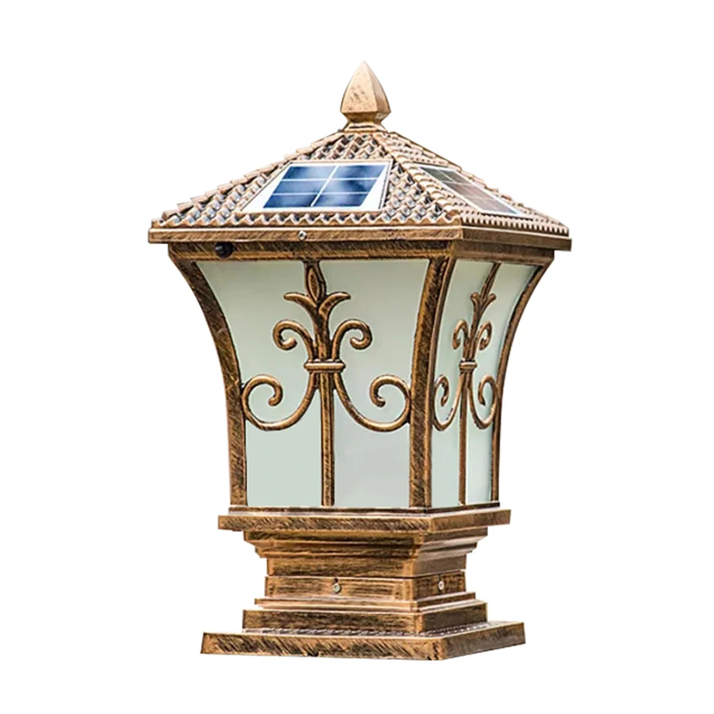 Solar LED Säule Licht Retro Laterne wasserdichte Outdoor Veranda Säule Lampe 4 LED-Modi Nachtlicht für Gartenzaun Dekoration