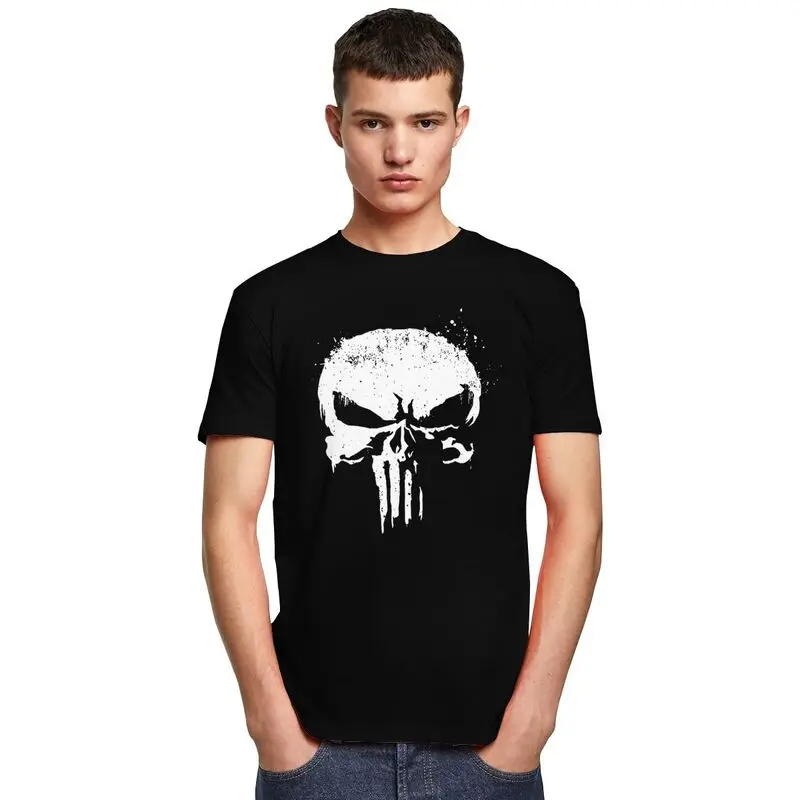 Custom Vintage Skeleton Punisher Skull T Shirts Short Sleeve Cotton Tshirt Fashion T-shirt Leisure Tees Oversized Clothing