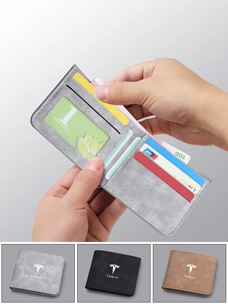 1PC Portfele z logo samochodu ID Karta bankowa Przechowywanie zdjęć Torba na pieniądze Portmonetki dla Tesla Model 3 Model S X Model Y Roadster SpaceX Akcesoria — zdjęcie 2