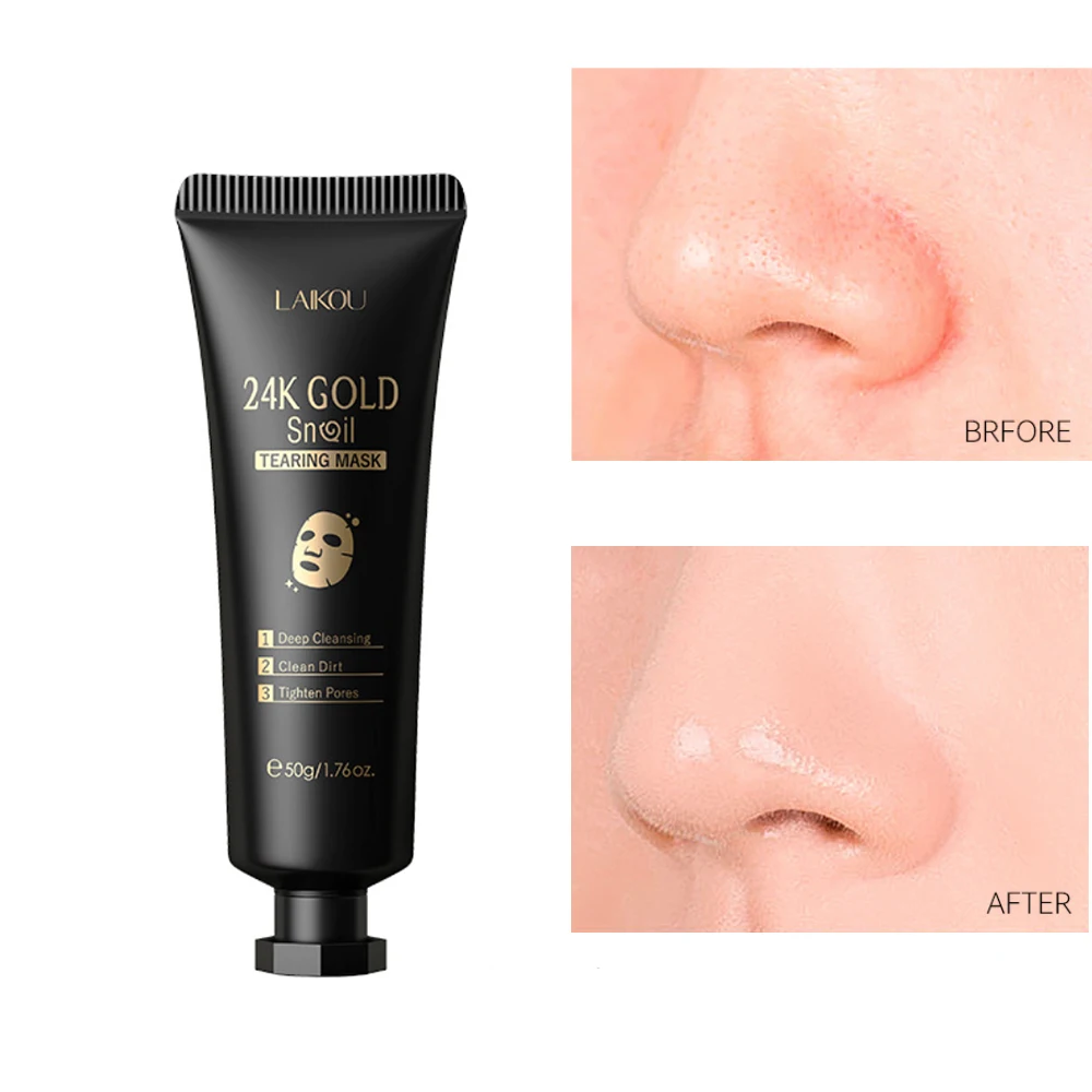 24K Gold Snail Collagen Peeling Facial Mask Skin Care Masque Collagène Coréen Espinillas Black Head Remover Mascara Rosto 50g