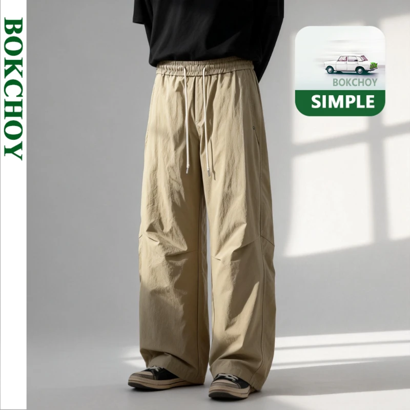 

Новые мужские повседневные прямые брюки на шнурке с большими карманами, мягкие и удобные, коллекция Весна-Лето 2026, модель LX6004