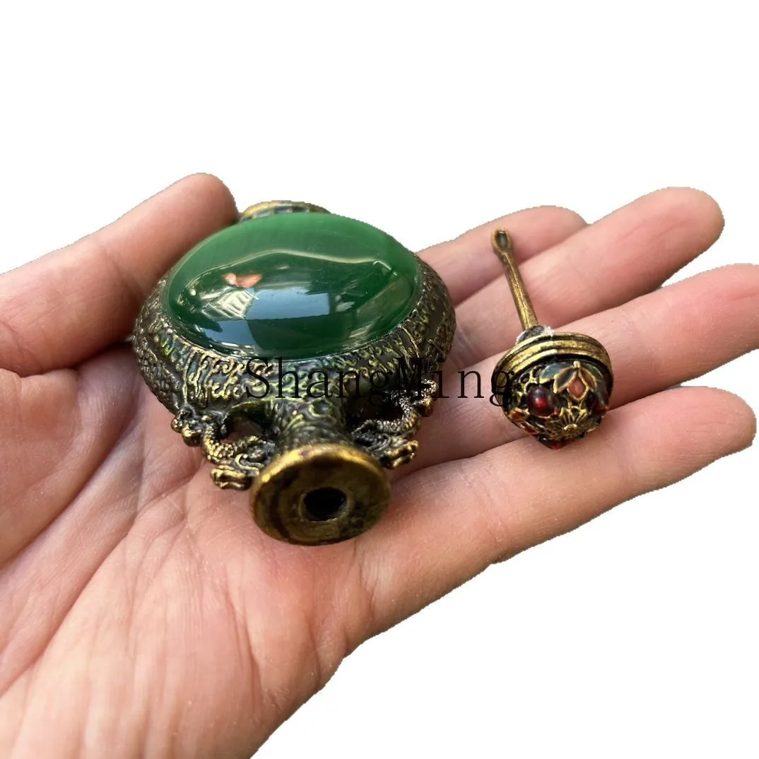 

DSA retro decoration snuff bottle ornament antique handicrafts gift inlaid luminous stone