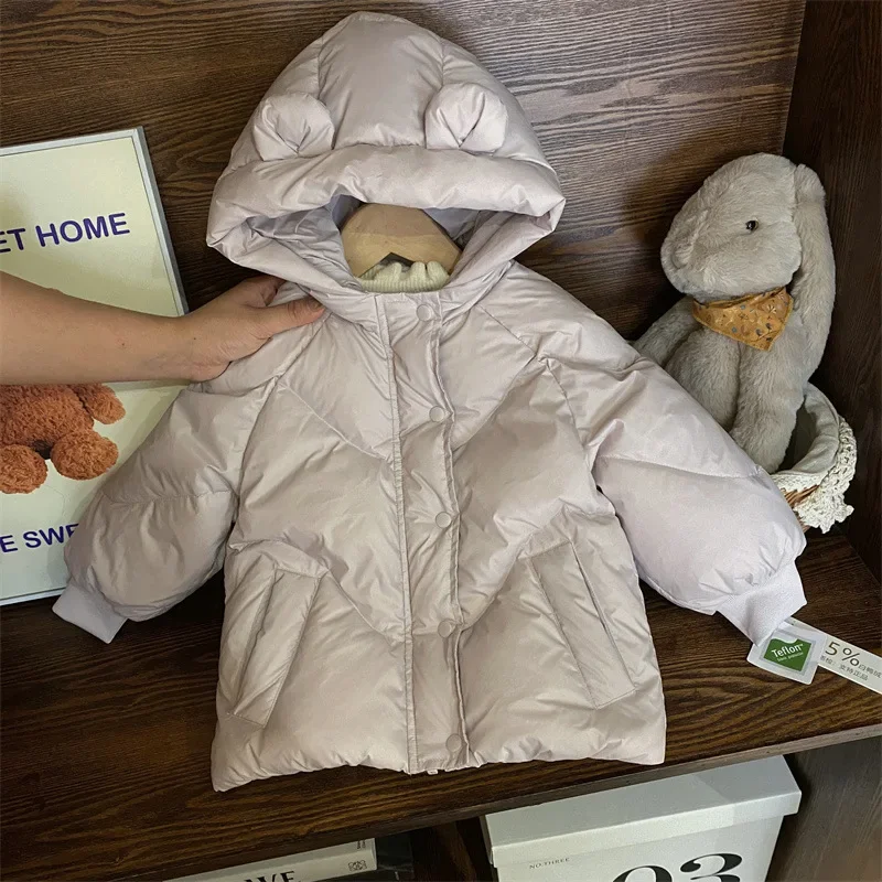 Korean Children's Clothing 2025New Winter Girls' White Duck Down Hooded Down Jacket Children's Thick Three Proof Jacket Trendy