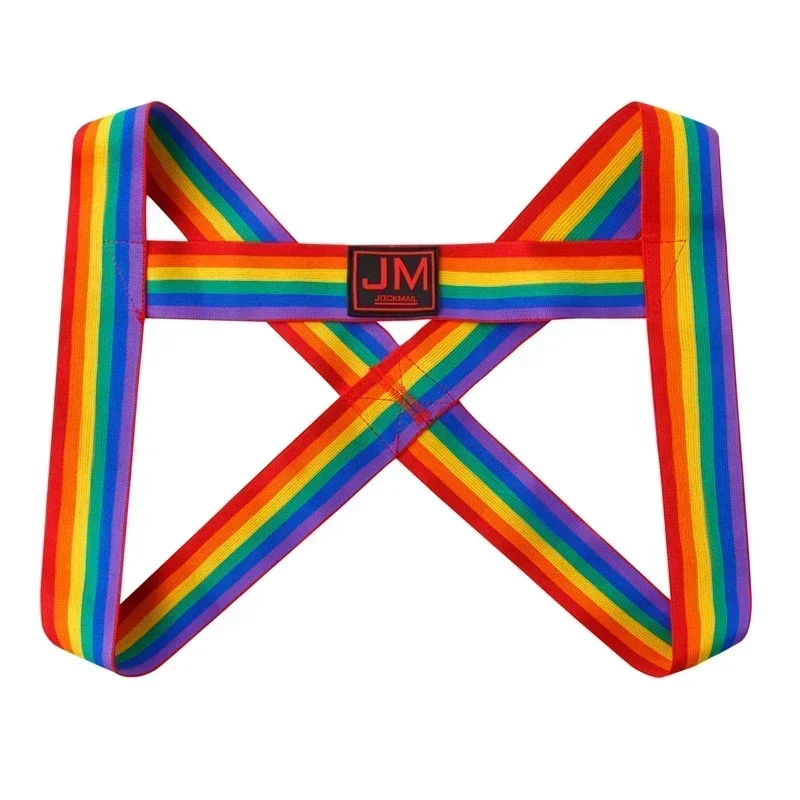 Rainbow Men Bondage Body Chest Harness Costume Male Elastic Strap Gay Lingerie Halter Neck Nightclub Hombre Hollow LGBT Clothing