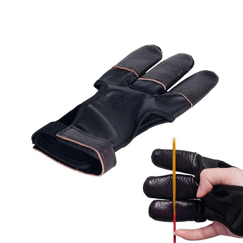 

Archery Glove 3 Finger Guard Fingers Tabs PU Leather Gloves Left Right Hand Shooting Hunting Accessories