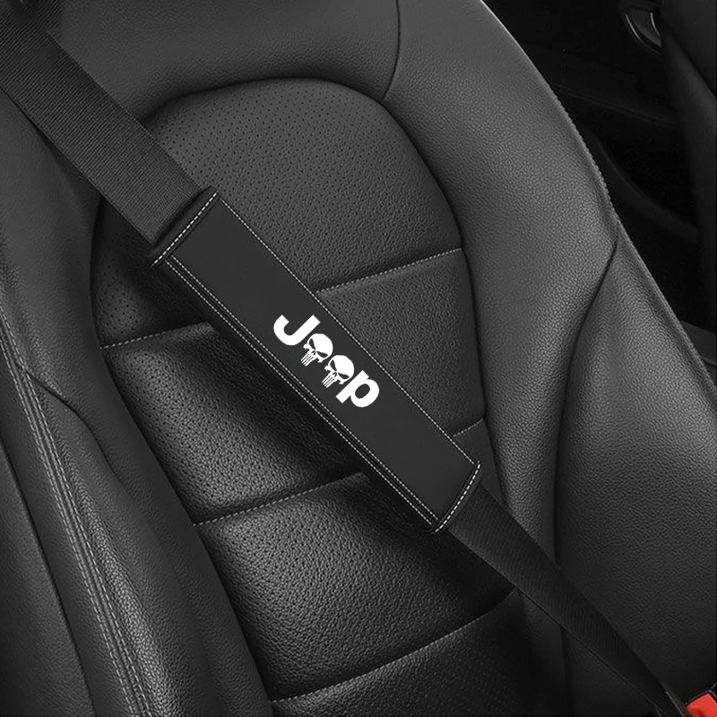 

2Pcs For Jeep Renegade Wrangler JL JK Gladiator Grand Cherokee Nappa Car Leather Seat Belt Covers Interior Car Accessories
