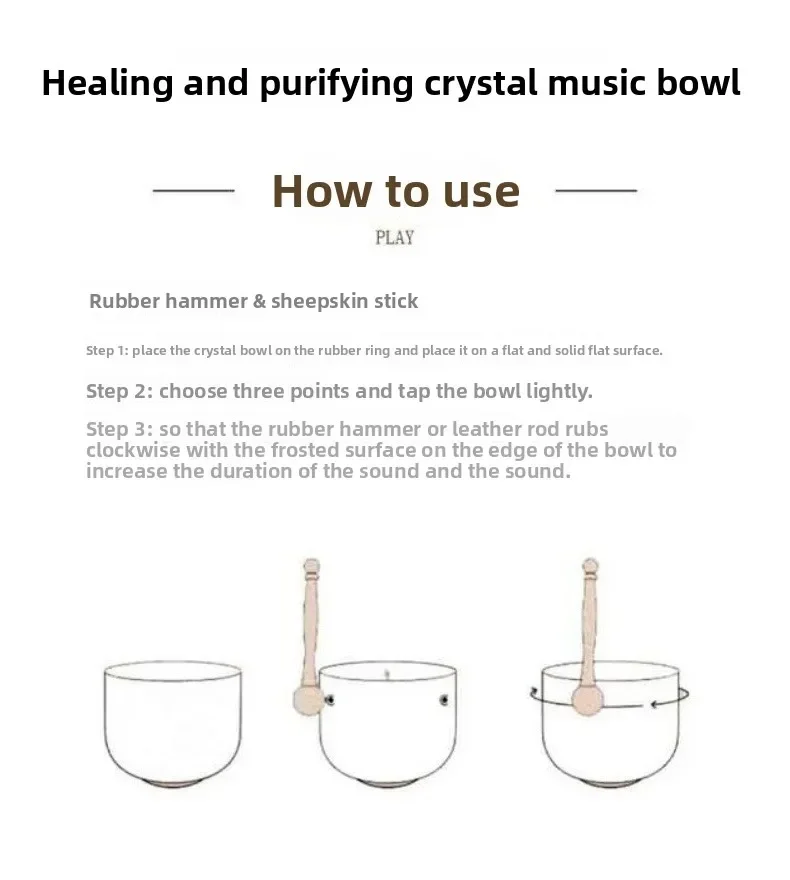 Pink White Color Frosted Crystal Singing Bowl Yoga Meditation Decompression Crystal Music Bowl Singing Bowl Percussion